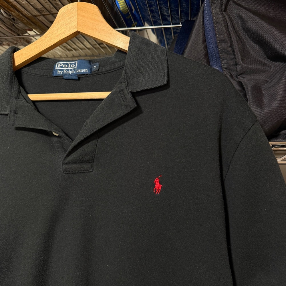 Polo Ralph Lauren Polo Mens M Black Short Sleeve Pique Red Pony Logo Classic